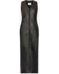 FRAME - Leather Midi Vest Dress - Lyst