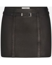 FRAME - The Leather Belted Mini Skirt - Lyst