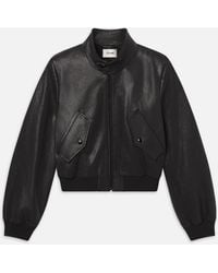 FRAME - The Leather Harrington Jacket - Lyst