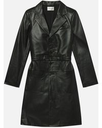 FRAME - The Long Leather Belted Jacket - Lyst