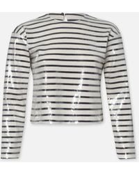 FRAME - Striped Sequin Top - Lyst