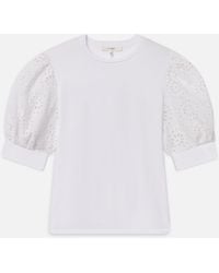 FRAME - The Solstice Eyelet Tee - Lyst