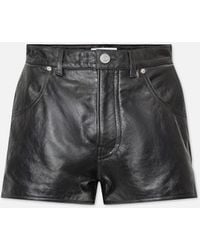 FRAME - Side Slit Leather Short - Lyst