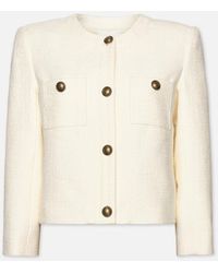FRAME - Collarless Button Front Jacket - Lyst