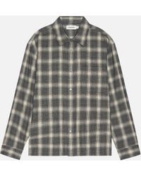FRAME - Straight Hem Plaid Shirt - Lyst
