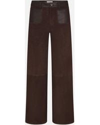 FRAME - The Suede And Leather Slim Palazzo Modernist Pocket - Lyst
