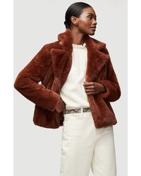 FRAME Faux Fur Wide Collar Coat - Brown