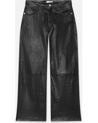 FRAME - Slim Palazzo Crop Leather Trouser - Lyst
