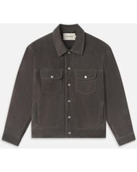 FRAME - Suede Trucker Jacket - Lyst