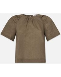 FRAME - Draped Sleeve Cotton Blouse - Lyst