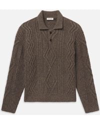 FRAME - Cable Polo Sweater - Lyst