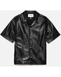 FRAME - Short Sleeve Leather Camp Shirt - Lyst
