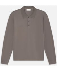 FRAME - Long Sleeve Pique Polo - Lyst