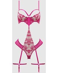 Frederick's of Hollywood - Venus Lace Strappy & Thigh Gartered Teddy - Lyst