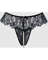 Frederick's of Hollywood - Rosalind Lace & Pearl Crotchless Thong - Lyst
