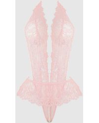 Frederick's of Hollywood - Rosalind Lace Crotchless & Pearl Teddy - Lyst