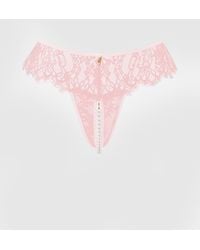 Frederick's of Hollywood - Rosalind Lace & Pearl Crotchless Thong - Lyst