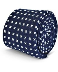 Frederick Thomas Ties Navy Blue With Cross Design In 100% Cotton Linen Tie