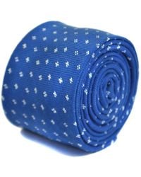 Frederick Thomas Ties Blue Tie With White Polka Dots