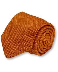 Frederick Thomas Ties - Burnt Orange Knitted Tie With Pointed End In Standard 8cm Width - Lyst