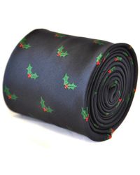 Frederick Thomas Ties - Christmas Range - Navy Christmas Tie With Holly Design - Lyst