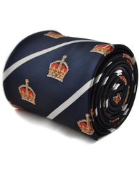Frederick Thomas Ties - Navy Blue Tie With Crown Design And White Stripes - Lyst
