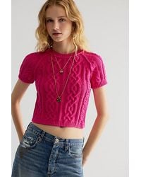 Free People - Bubblegum Cable Knit Pullover - Lyst
