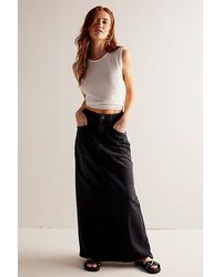 Free People - Come As You Are Denim Maxi Skirt At Free People In Black, Size: Us 0 - Lyst