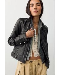 Free People - Jesse Vegan Leather Moto Jacket - Lyst