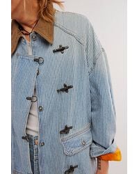 Free People - Denim Barn Coat Jacket At Free People In Railroad Stripe, Size: Xs - Lyst