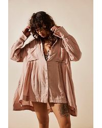 Free People - The Voyager Shirtdress At In Timber Wolf, Size: Xs - Lyst