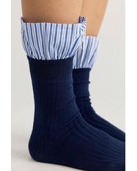 High Heel Jungle - Lauren Pinstripe Cuff Socks By - Lyst