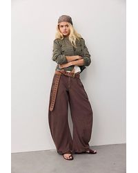 Free People - Spotlight Washed Barrel Chino Trousers - Lyst
