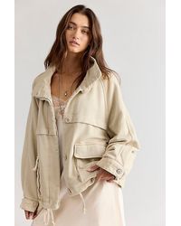 Free People - Jojo Washed Oversized Funnel-Neck Jacket - Lyst