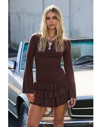 free-est - Good Feels Ruffle Long-sleeve Mini - Lyst