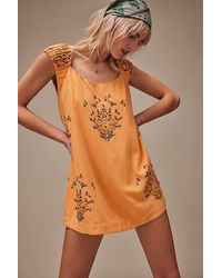 Free People - Wildflower Embroidered Mini Dress - Lyst
