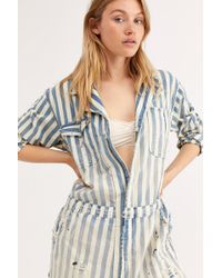 Free People Firth Stripe Jumpsuit By Magnolia Pearl - Blue