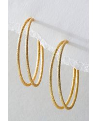 Free People - 14k Gold Plated Omega Hoops At In 14k Gold Double Hoop - Lyst