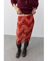 Free People - Karma Lace Column Midi Skirt - Lyst