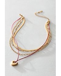 Free People - Sloane Layered Necklace At In Red Worn Gold - Lyst