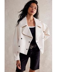 Free People - Alexis Vegan Leather Jacket At Free People In Ivory, Size: Small - Lyst