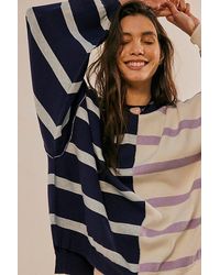 Free People - Uptown Stripe Pullover At In Blue Champagne Combo, Size: Small - Lyst