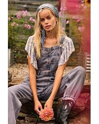 Free People - Ziggy Denim Overalls At Free People In Pink Dreams, Size: Large - Lyst