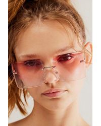 Free People - Lizzie Rimless Embellished Sunglasses At In Pink - Lyst
