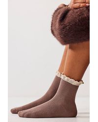 Free People - Beloved Waffle Knit Ankle Socks At In Espresso - Lyst