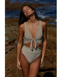 Beach Riot - Dallas Ribbed Bikini Top At Free People In Taupe, Size: Xs - Lyst