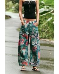 Free People - Good Luck Printed Barrel Jeans - Lyst