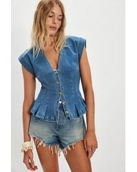 Free People - Dylan Denim Vest Jacket - Lyst