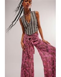 Free People - Fp One Good Day Printed Wide-leg Pants - Lyst