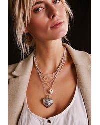 Free People - Metal Heart Chain Necklace At In Silver - Lyst